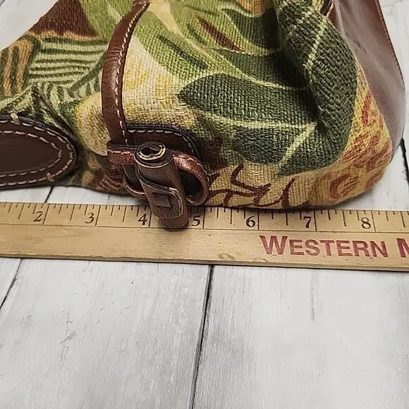 Vintage Fossil Flower Boho Medium Satchel Handbag Purse Shoulder Bag ZB 2195 - Picture 5 of 10